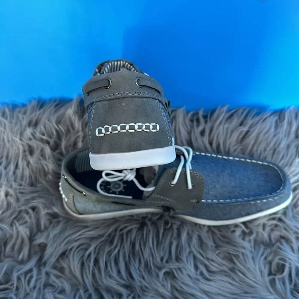 Globalwin Canvas Deck Shoes Blue Gray Size 7.5 Casual Boat Sneakers Men's